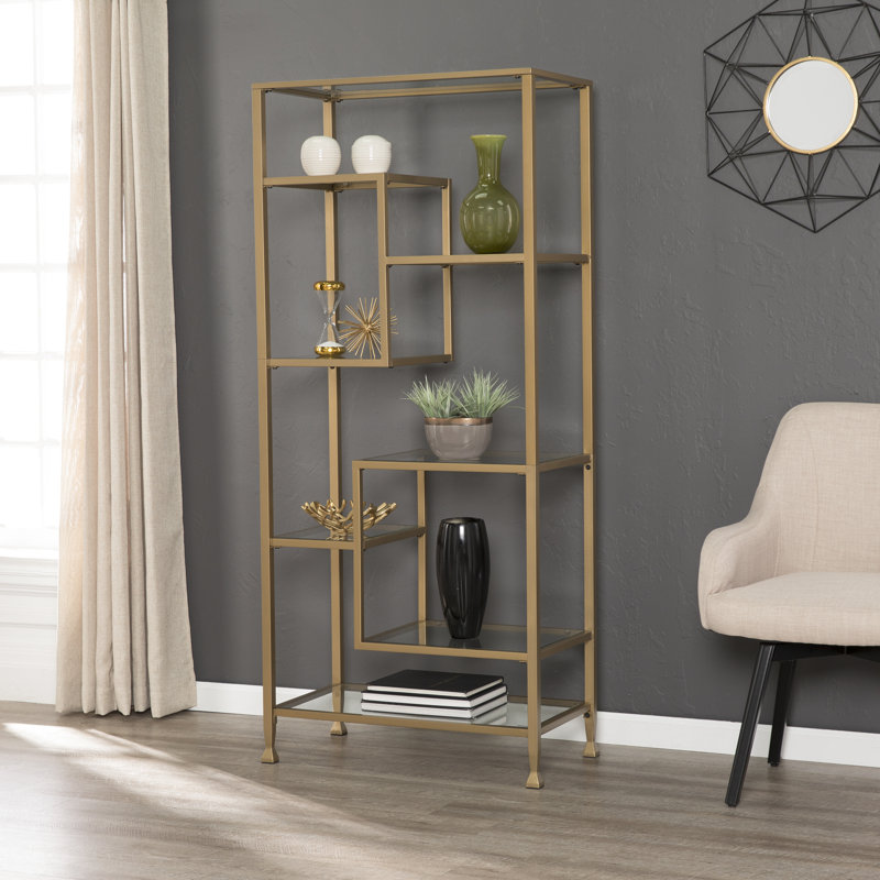 Charney Geometric Bookcase, Gold