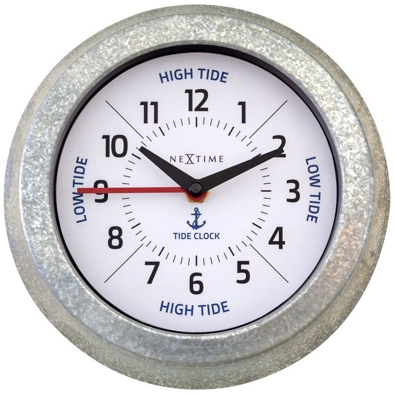 Silver and White Metal Tide Wall Clock with Galvanized Case