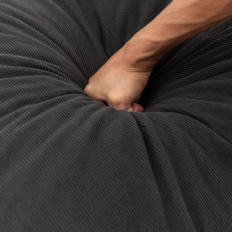 Grey Floor Bean Bag With Removable Corduroy Cover, Soft Foam Filler, No Assembly, Great For Napping In Dorm Lazy Lounger, Skin - Chair, Seat, Ideal Relaxing At Leisure Venues