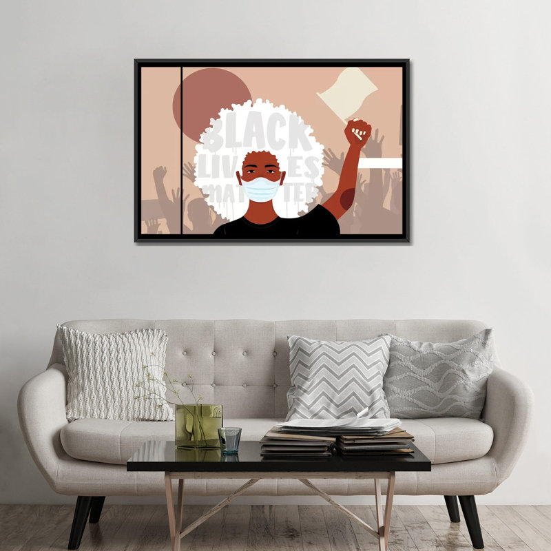 Protest I - impression d'art graphique, Aucun mat, H 32 po x l 48 po x 1,5 po, Toile avec cadre noir