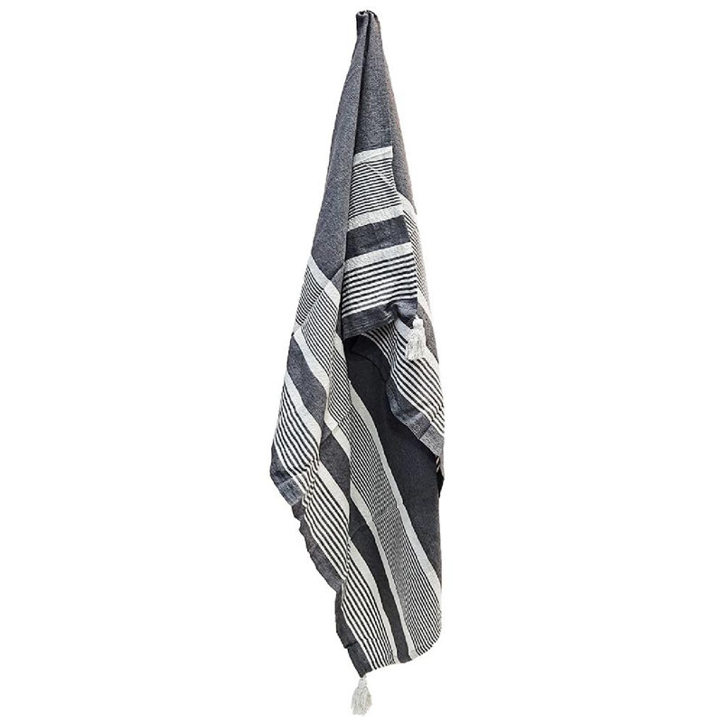 Gregory Black and White Cotton Throw Blanket Set, 50" x 60"