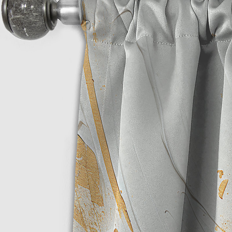 Panneau de rideau abstrait, ornement marbré vert ornemental - cascade de marbre blanc doré et vert V, L 52 po x L 108 po