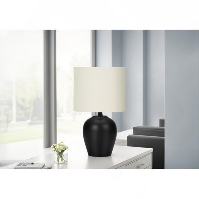 Lighting, 17"H, Table Lamp, Black Ceramic, Ivory / Cream Shade, Transitional