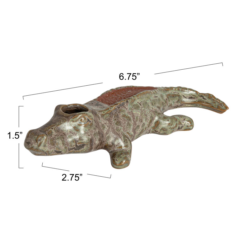 Stoneware Alligator Match Holder