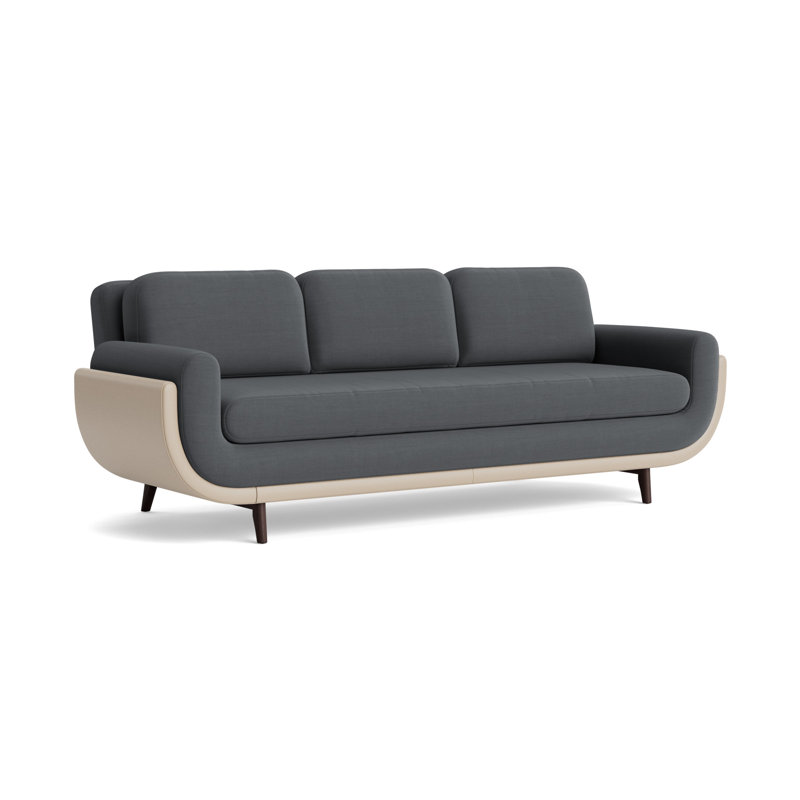 Regatta 90 Sofa, Performance Linen-Charcoal/Greenwich Leather-Taupe, Java