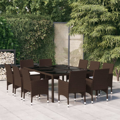 10 - Person Wicker Patio Dining Set with Rectangular Table