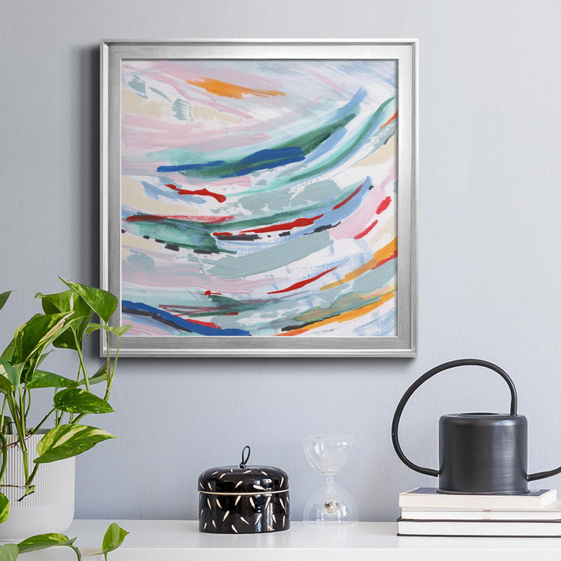 Waterway II - peinture sur toile encadrée, H 34,5 po x l 34,5 po x P 1,5 po, Argent
