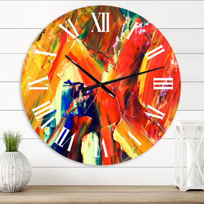 Exploration du rouge et du jaune - Horloge murale moderne