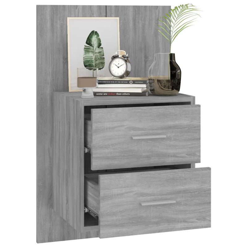 Jaicarious Wall-mounted Bedside Cabinet, Grey Sonoma