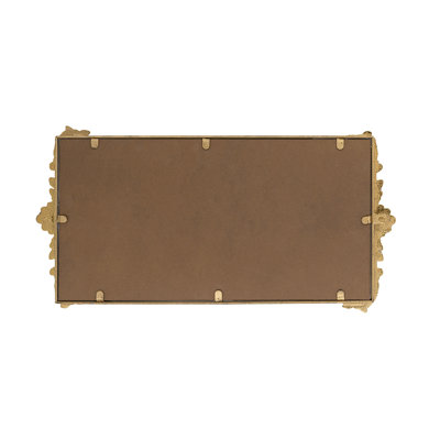24.5X12.5X1" Rectangular Mirror Tray With Gold Iron Frame And Intricate Floral Accents