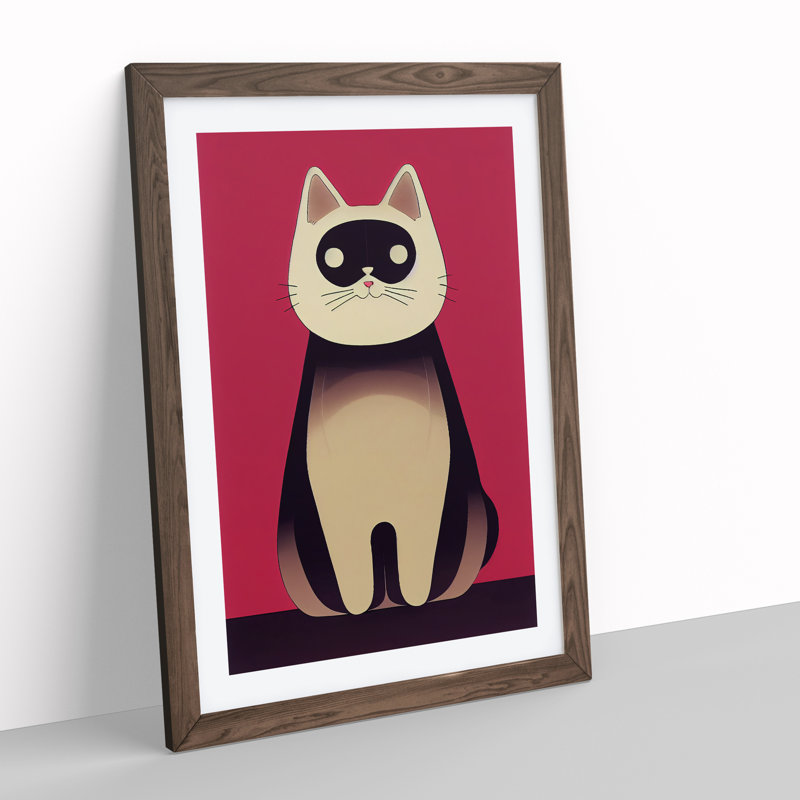 Modern Cat No.1 Abstract - Framed Print, 46cm H x 34cm W x 2cm D, Brown Framed