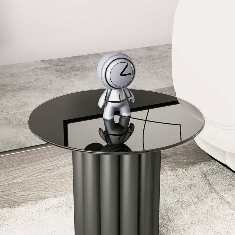 Plateau de table rond en verre trempé de 20 po en verre noir 1/4 po d'épaisseur à bord rond et poli (seulement le plateau)