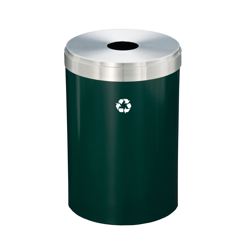 Poubelle, 41, Vert forêt / aluminium satiné, H 30 po x l 20 po x P 20 po