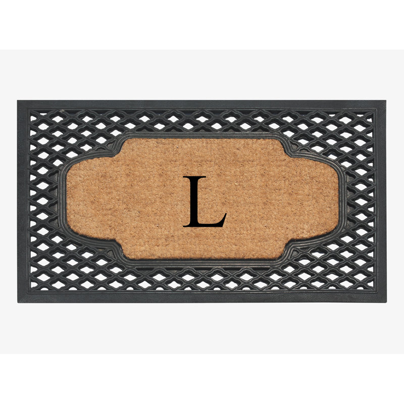 Tapis de porte d'extérieur antidérapant naturel 23 pi x 38 po à motif de coco naturel Alha, L