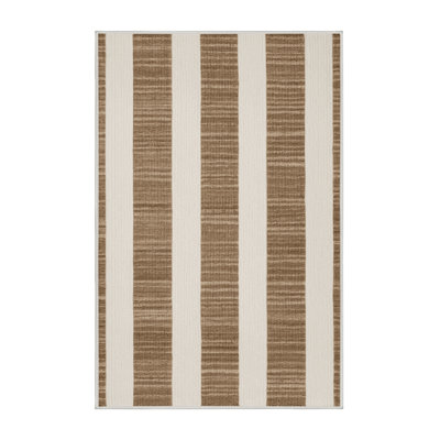 Machine Washable Checkered Beige Area Rug
