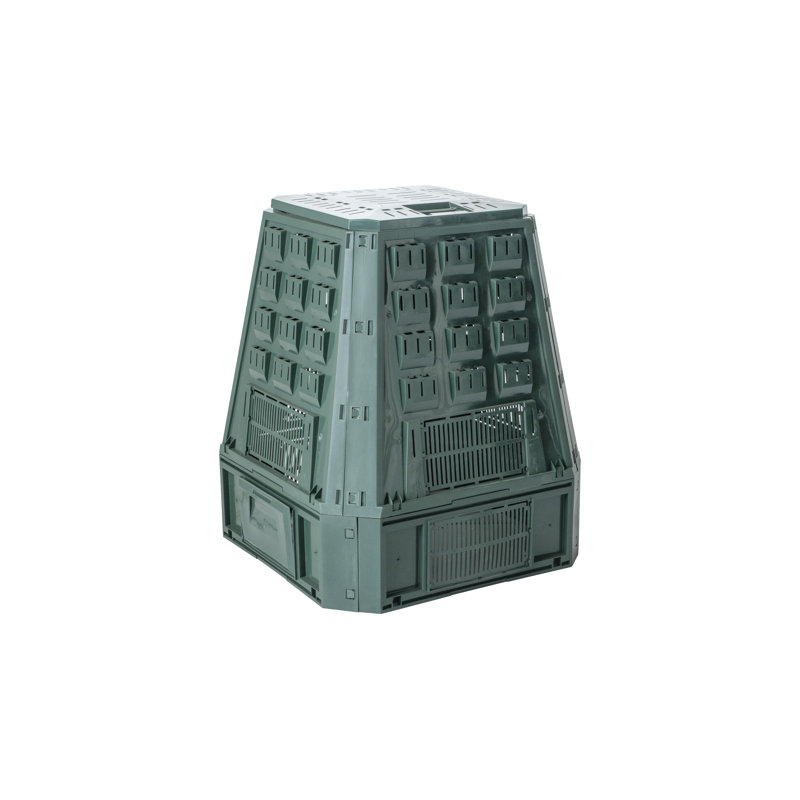 180 gallons Composteur stationnaire d'extérieur en plastique avec couvercle verrouillable