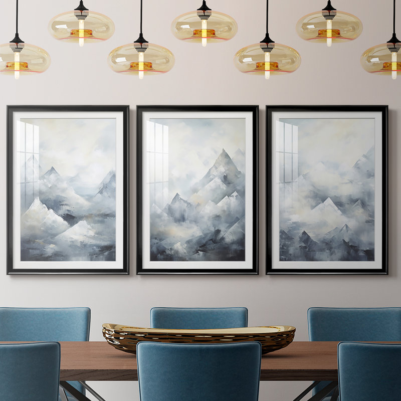 Paysages série CCxxxiv - impression encadrée sur mesure de qualité supérieure mat - 3 pièces, Noir, H 21 po x l 30 po