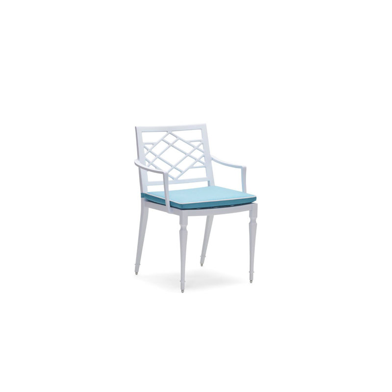 Fauteuil de salle à manger Tuoro By Alexa Hampton avec coussins de siège optionnels, Brun châtaigne, Porcelaine, Porcelaine