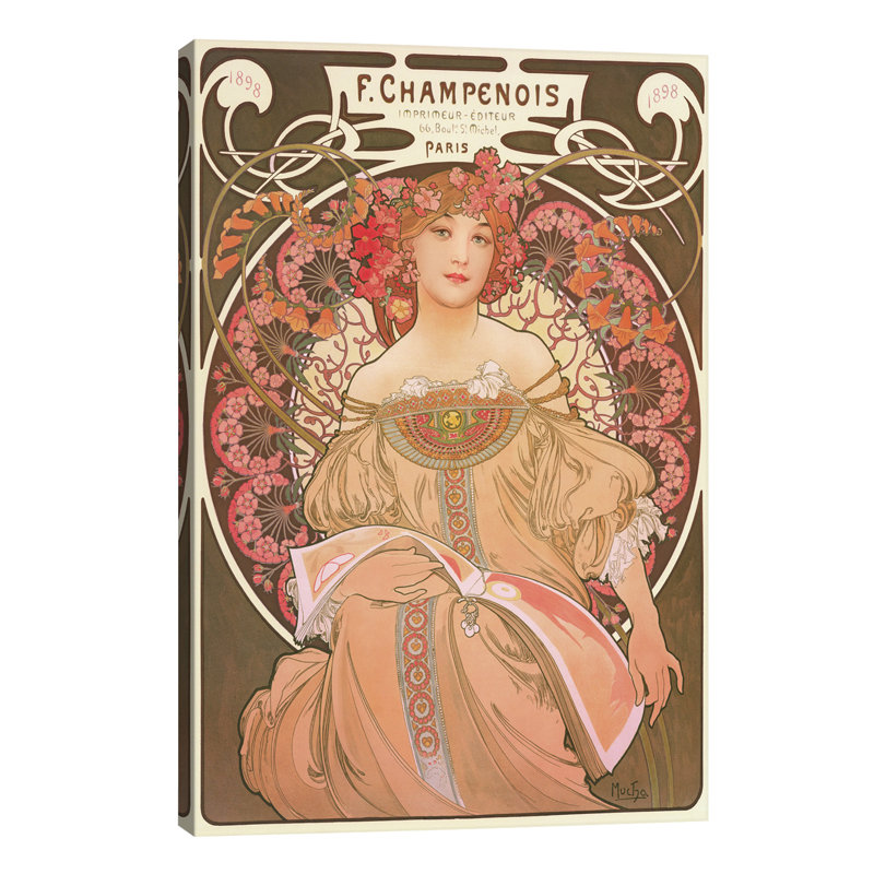 Reverie by Alphonse Mucha - Print on Canvas, 66.04 cm H x 45.72 cm W x 1.91 cm D, No Frame