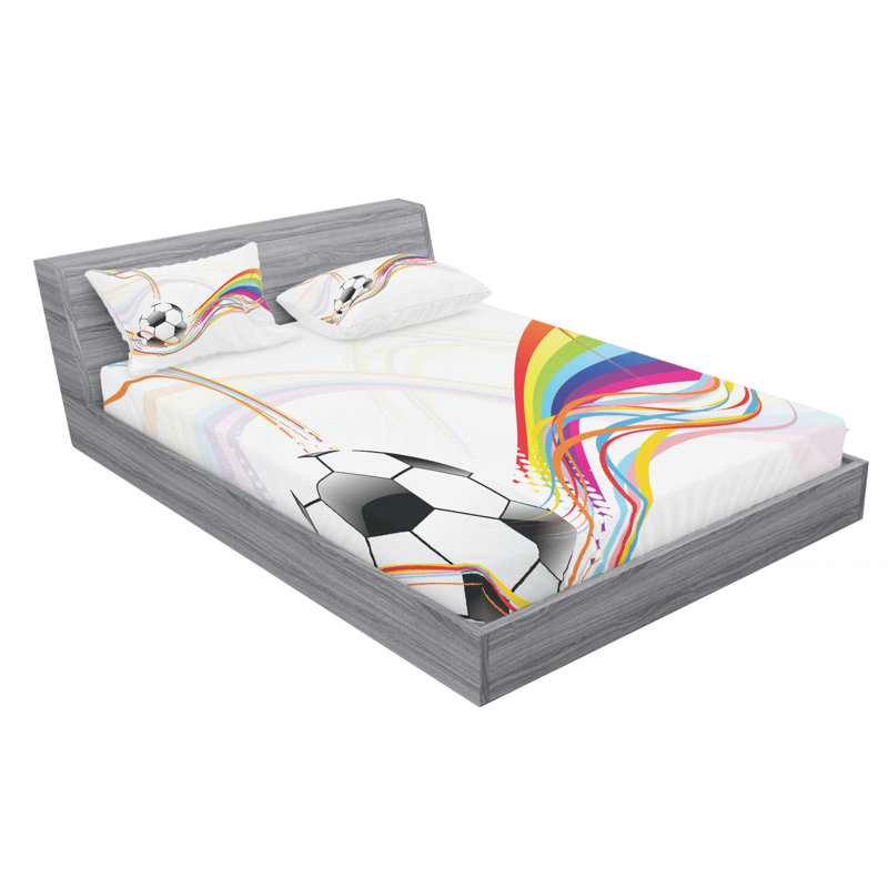Soccer Microfiber Sheet Set, Queen Sheet Set + Fitted Sheet + 2 Pillowcases