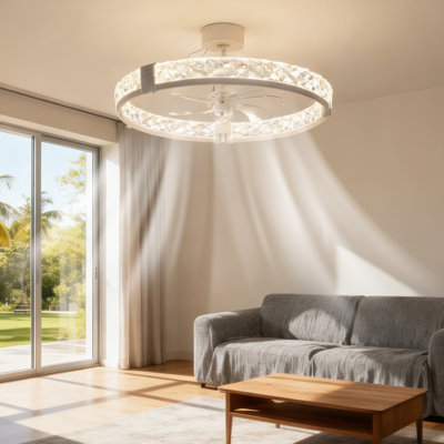 20" Modern Flush Mount Ceiling Fan with Light and Remote, Ultra-Thin Dimmable LED Ceiling Fan with 6 Speeds and Adjustable Colour Temperature