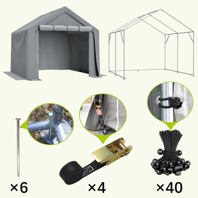 Abri extérieur polyvalent 8 x 8 pi, tissu imperméable et spécialisé, coutures de précision, bords renforcés extra larges et renfort géométrique, installation rapide, circulation d'air pour