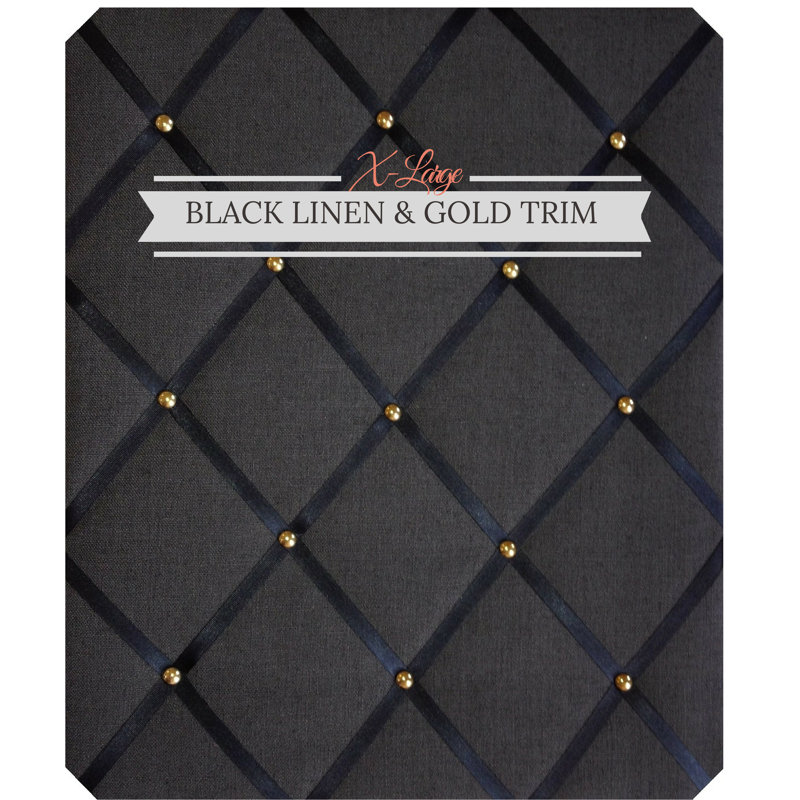 Fabric Covered, 60cm H x 48cm W, Black/Gold