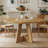 Solid Wood Round Dining Table for 4-6, Farmhouse Kitchen Table with Cross Base