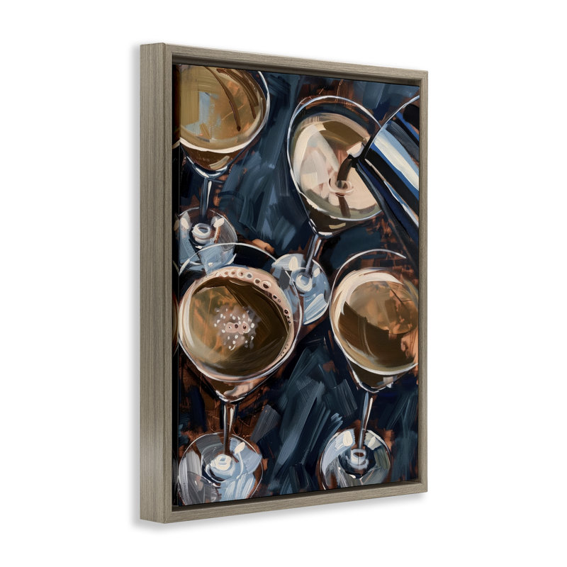  Pouring Espresso Martini Canvas Wall Art by LSR Design Studio, Cadre flottant orme Montalcino, H 31 po x l 25 po