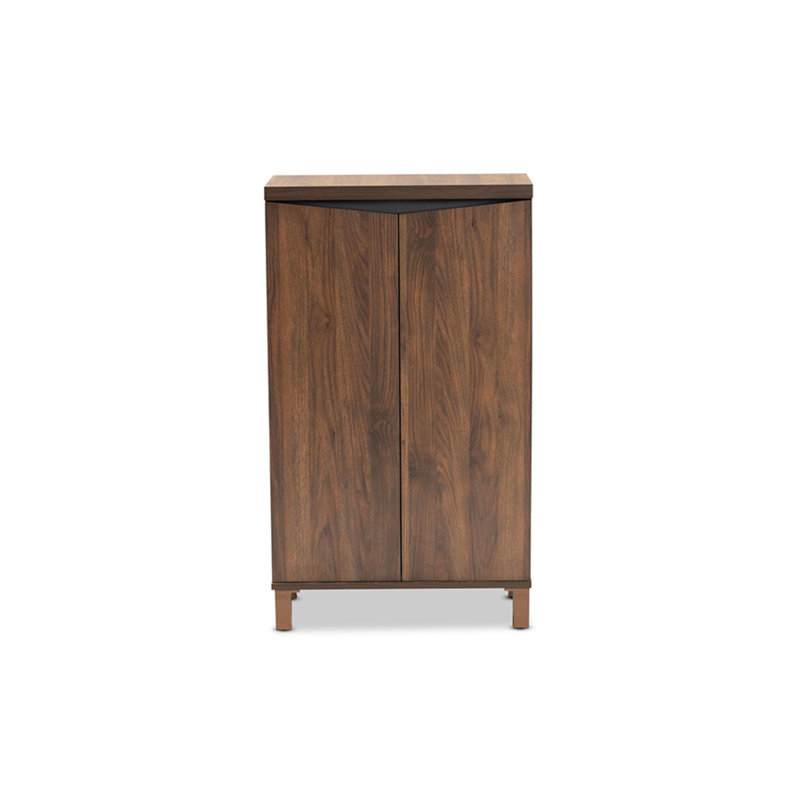 Armoire de rangement à chaussures 2 portes Talon au fini noyer et gris foncé, H 40,4 po x l 23,6 po x P 12,6 po