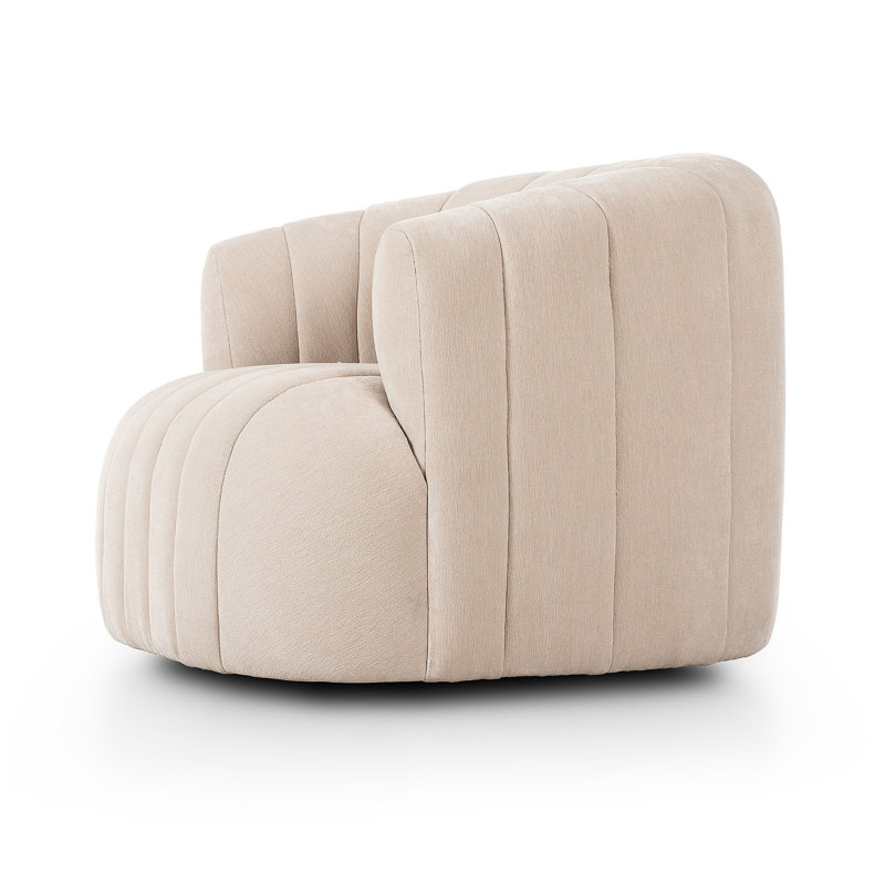 Elliana Swivel Barrel Chair, Blamont Cream Polyester