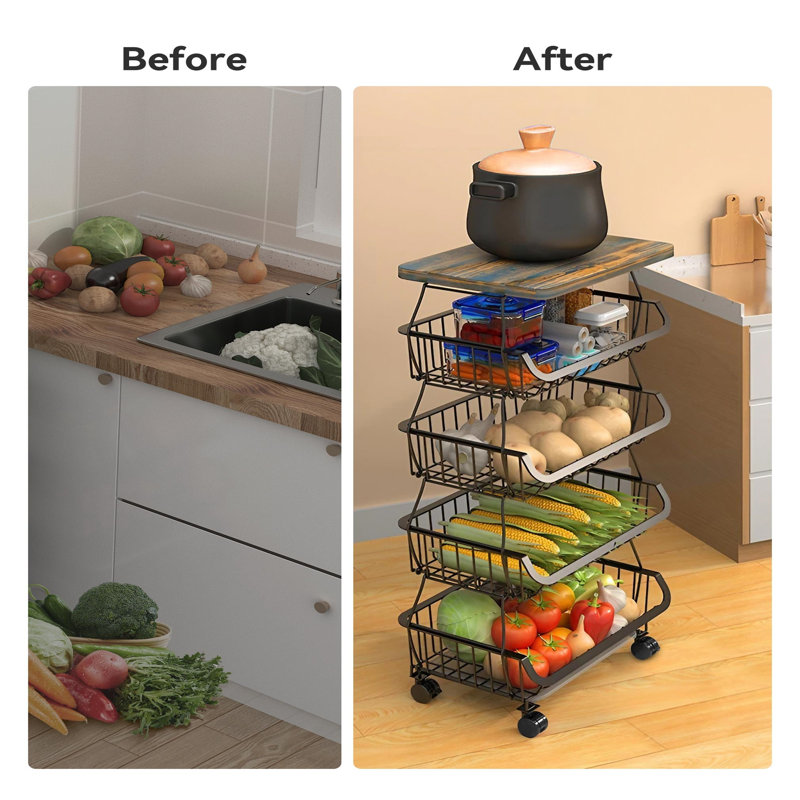 40cm W Metal Storage Rack with Wheels
