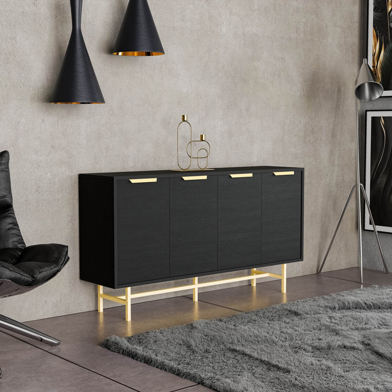 Covedale 144cm Console Table, Black/Gold