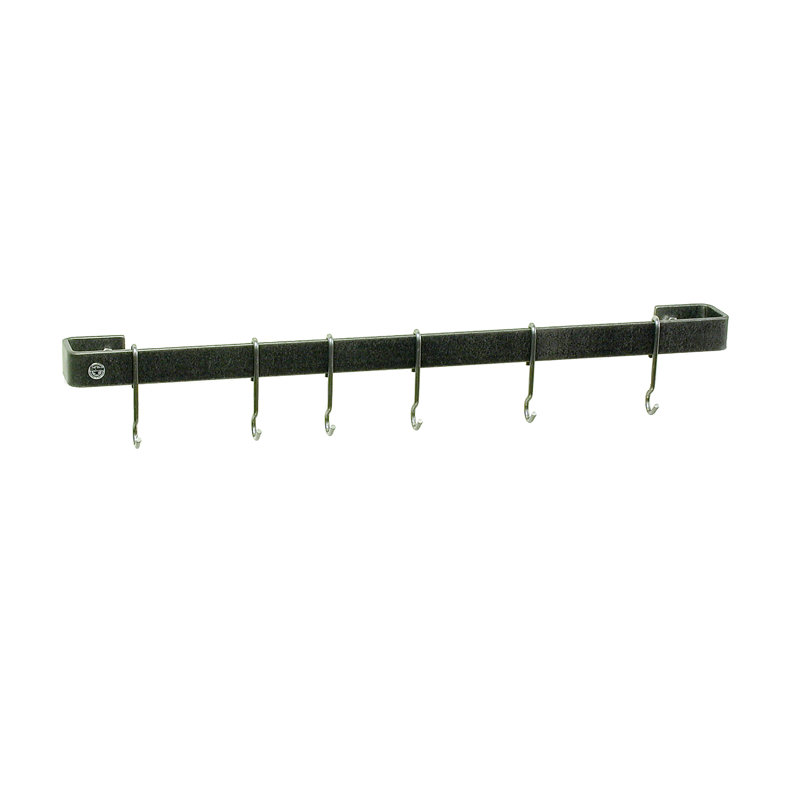 Utensil Bar Handcrafted Wall Mounted Pot Rack, Hammered Steel, 4.5" H x 30" W x 3" D