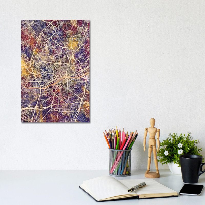 Frankfurt Germany City Map II by Michael Tompsett - Wrapped Canvas Gallery-Wrapped Canvas Giclée, 20.32 cm H x 30.48 cm W