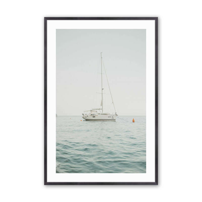 Impression de voile sereine, Cadre simple en zinc patiné, H 15,25 po x l 12,25 po x P 1,25 po