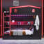 Lit superposé grand sur grand avec tiroirs et tablettes de rangement, lits superposés en bois massif avec crochets, aucun sommier nécessaire, noir et rouge