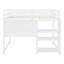 Lit mezzanine double en bois avec tablettes, bureau et tableau d'écriture