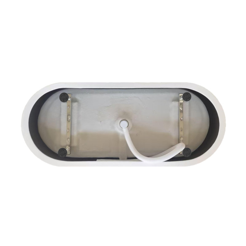 67 Inch Glossy White Acrylic Freestanding Bathtub with Brushed Gold Trim