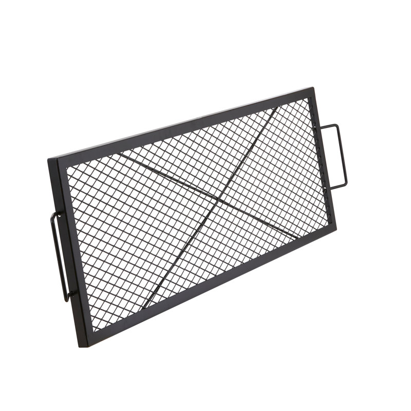 Foyer de cuisson rectangulaire en forme de foyer, acier robuste de 44 pouces, batterie de cuisine de camping portable, grande surface pour plusieurs aliments, barbecue résistant aux températures élevées, grille barbecue en acier, poignée facile à transporter,
