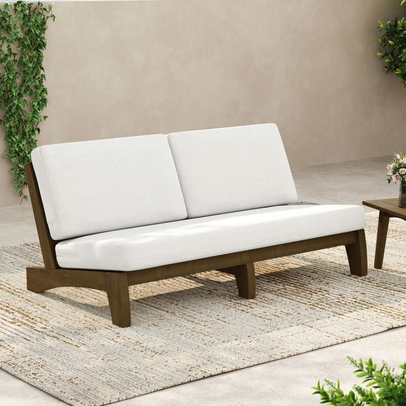 Canapé d'extérieur avec coussins de patio, Beige, Brun