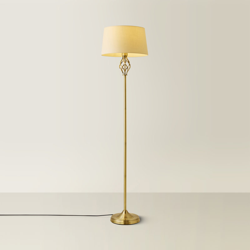 Tegan 151cm Traditional Floor Lamp, Beige, Brass, Not Included