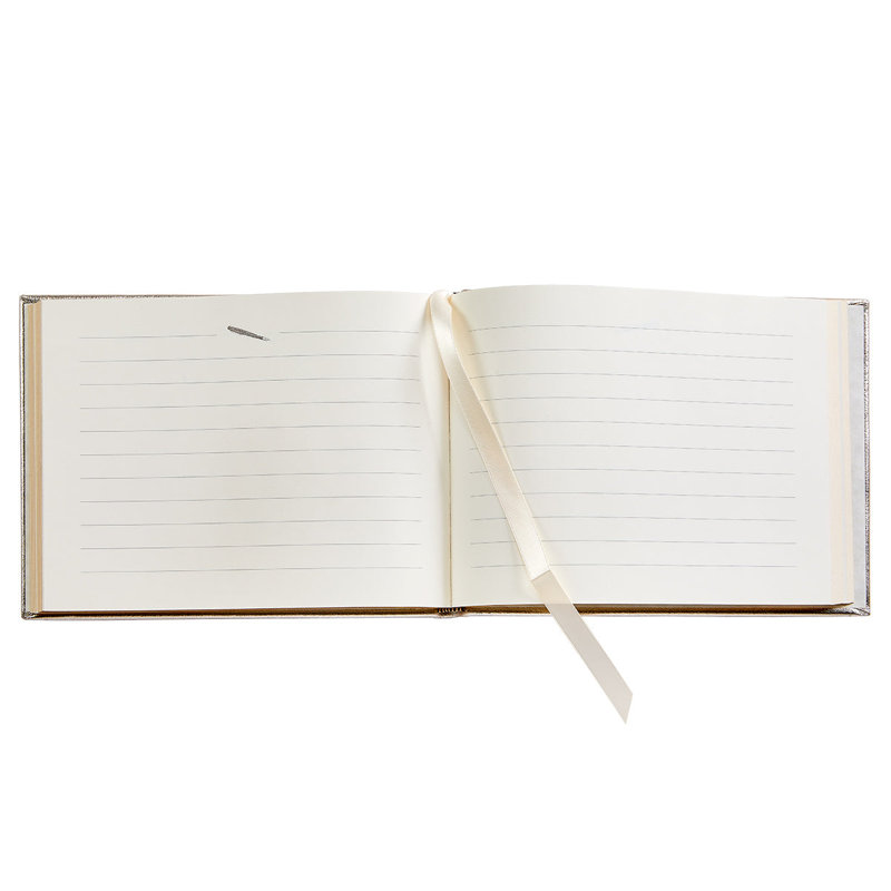 Leather Guest Book, White Gold