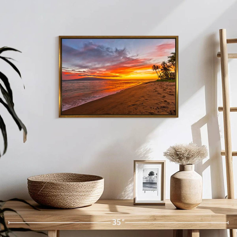 Kaanapali Neruda Sunset, 19 po x 13 po, Cadre flottant doré