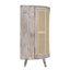 Console 57X16x33 avec portes cannes, rotin et bois d'acacia, ventilation et rangement pour la vie moderne