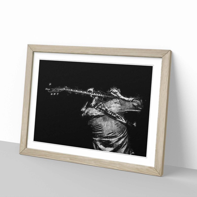 Rock Guitarist - Picture Frame Painting Print, 36cm H x 48cm W x 2cm D, Oak Framed