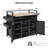 52.8"W Wicker Outdoor Grill Cart with Extended Plastic Wood Table Top, Rolling Kitchen Island on Wheels with Storage Cabinet, for Patio Backyard Garden Poolside, Double Handle Design