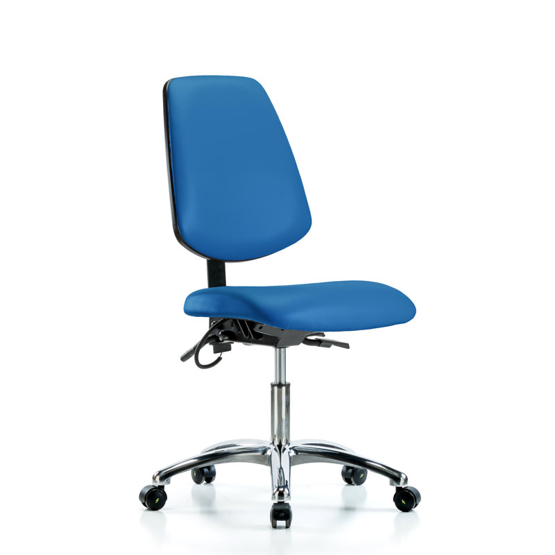 Chaise antistatique Hillary, Bleu, Roulettes, Inclus