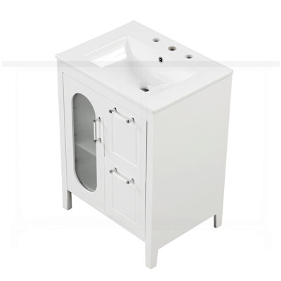 Armoire de salle de bain avec deux tiroirs et porte