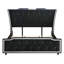 Ensemble de chambre à coucher 3 pièces Provence Black Eastern King comprenant un lit en velours capitonné, une commode à éclairage DEL et une table de chevet.